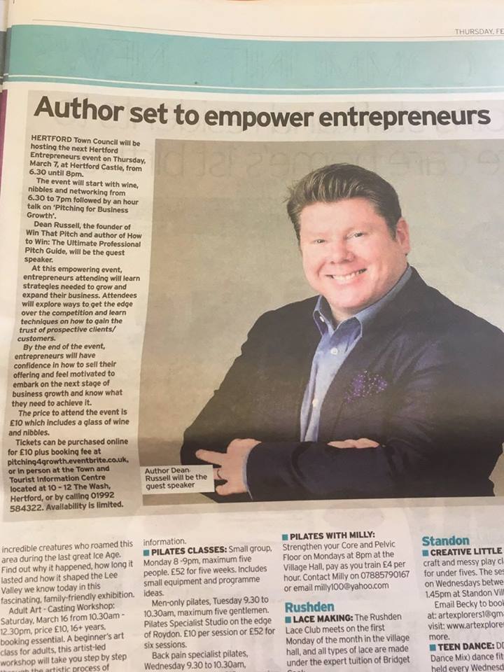 Dean Russell featured In Hertfordshire Newspaper For Entrepreneur Event