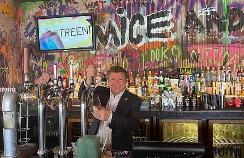 Dean Russell behind bar at Pryzm nightclub