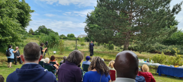 Dean Russell helps to open Peace Arch