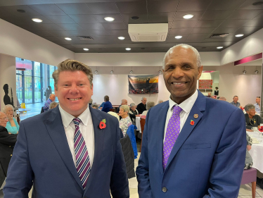 Dean Russell with Luther Blissett at Veterans' Lunch